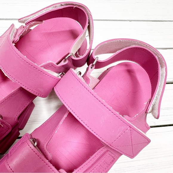GANNI Recycled Rubber Chunky Logo Pink Platform Sandal 40 - Picture 7 of 12
